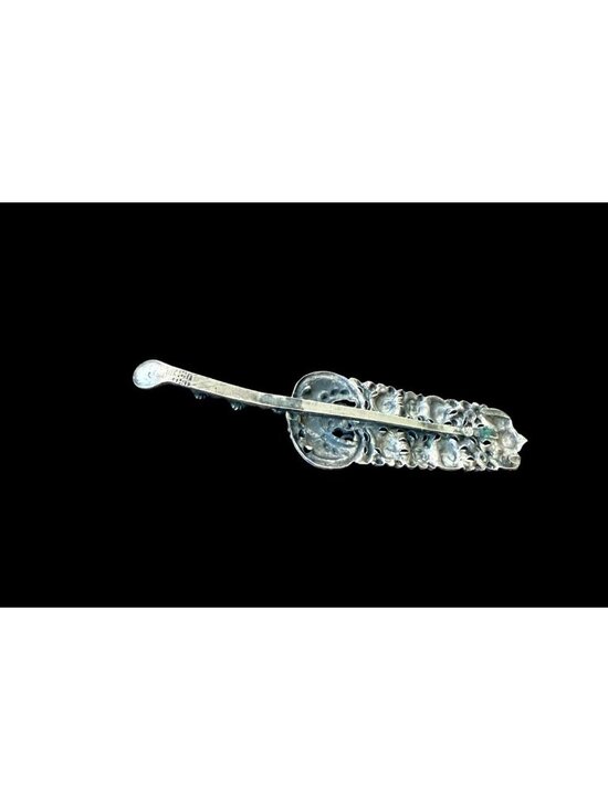 Vintage Sterling Silver Leaf Art Nouveau Hair Barrette Clip 2.5” main image 4